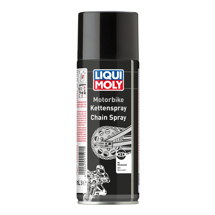 Baltais ķēdes aerosols motocikliem